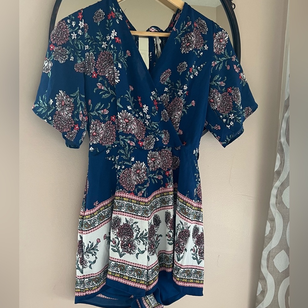 Navy Floral Short Romper